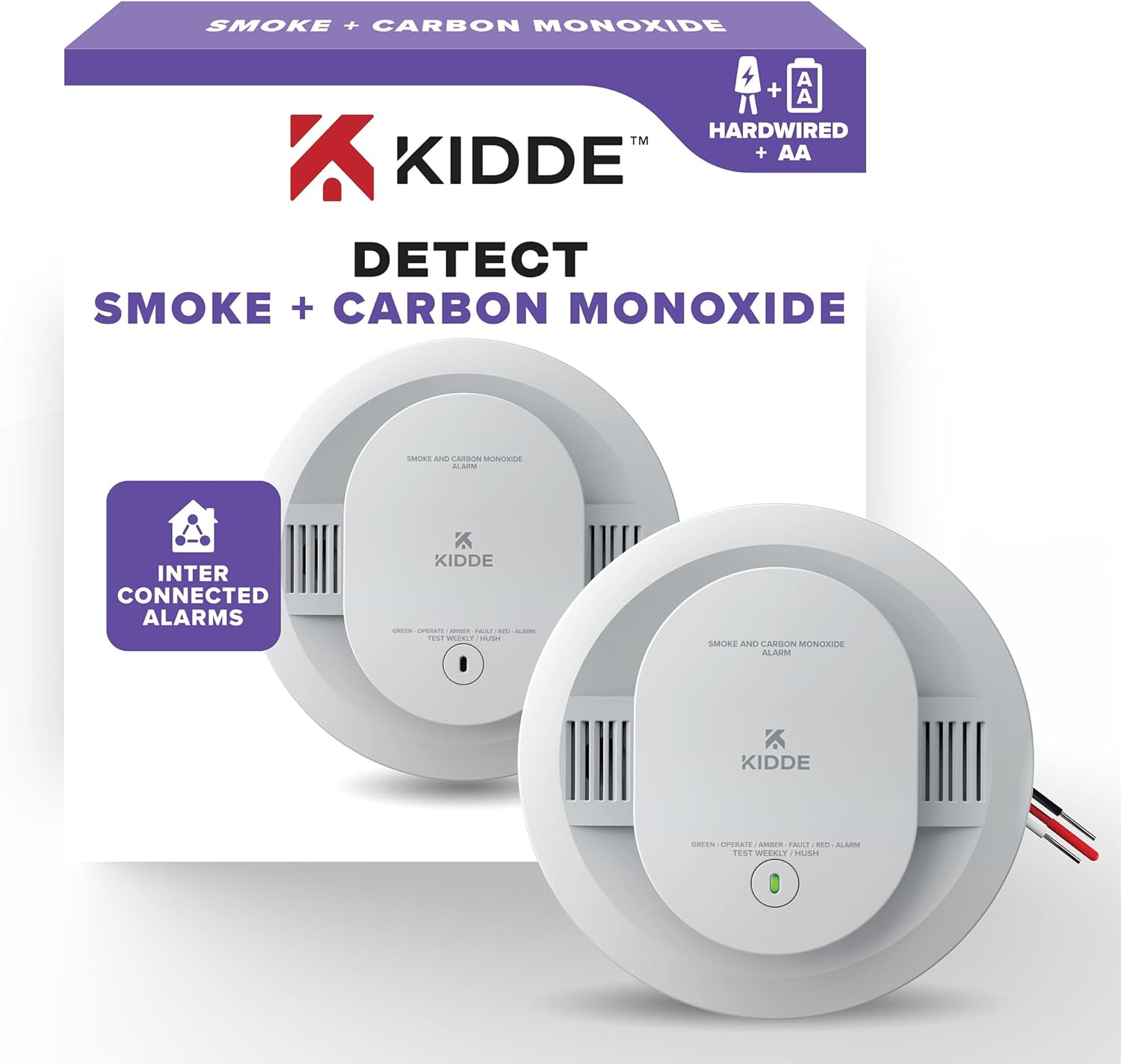 Kidde Smoke Detector 2-Pack, Hardwired with Battery Backup K310418