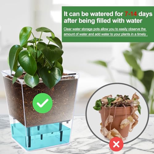 Self Watering Pots for Indoor Plants, 3 Pack with Reservoir a7