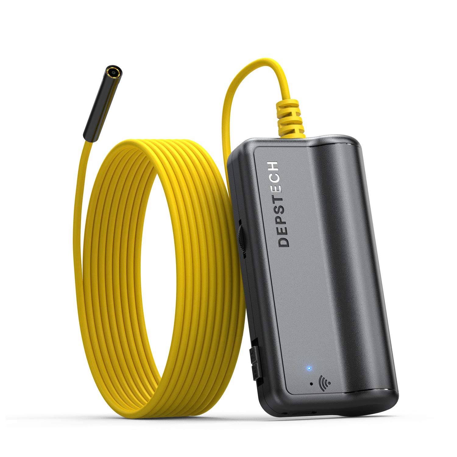 Wireless Endoscope, DEPSTECH Upgrade 5.0MP HD Inspection Camera, Scope Camera with Light, 16 inch Focal Distance, Semi-Rigid Snake Waterproof