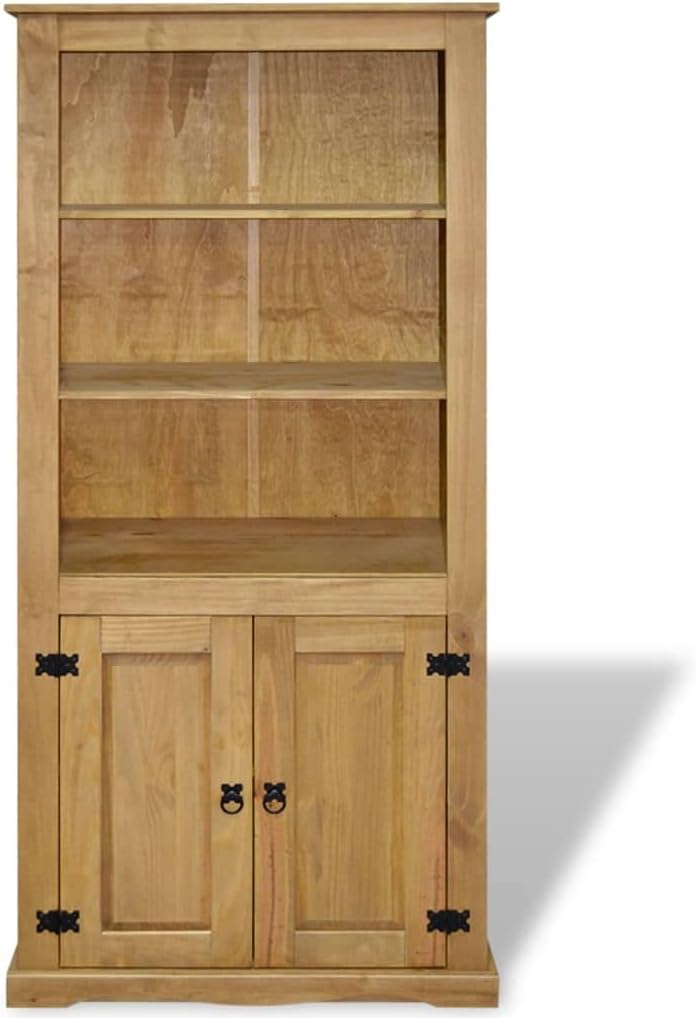 Mexican Pine Corona Cupboard with 3 Open Shelves and 1 Cabinet, 31.5"x15.7"x66.9" S6603