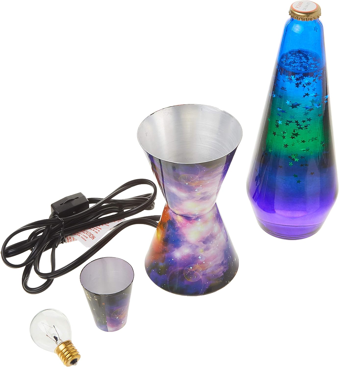 Lava Lamp 14.5-inch Silver Glitter Tri-Color Globe a7k