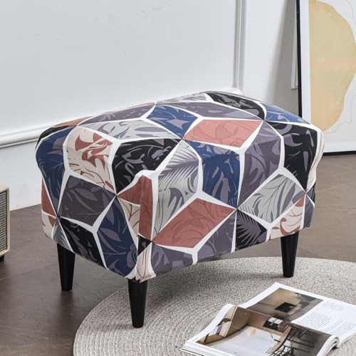 Stretch Ottoman Cover Rectangular Storage Ottoman Slipcover with Non-Slip Elastic Bottom T777