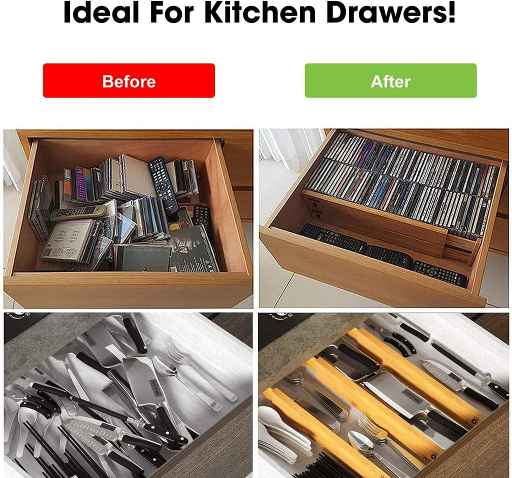 ANTOWIN Bamboo Drawer Dividers Organizers 16pcs, Expandable 17-22 inches V28899