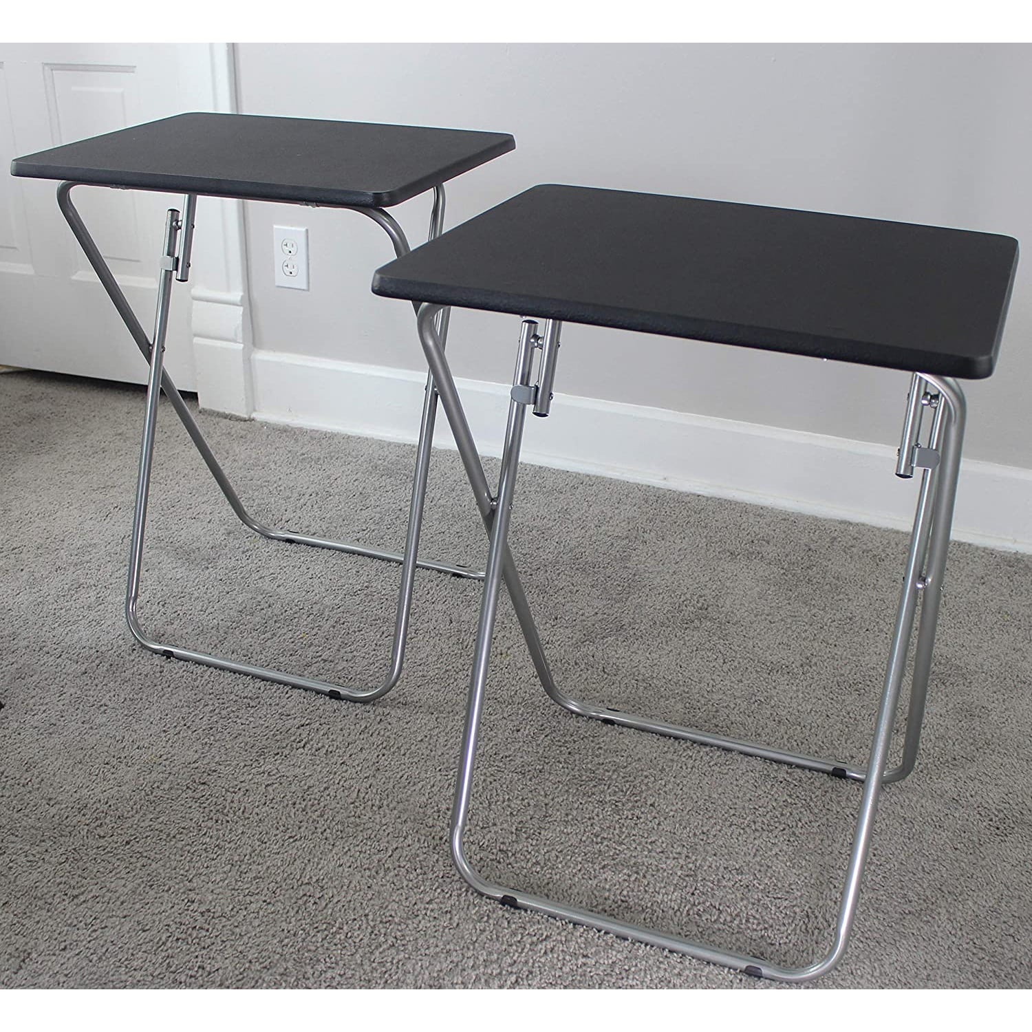 eHemco Folding TV Tray Tables, Black, Set of 2 T809