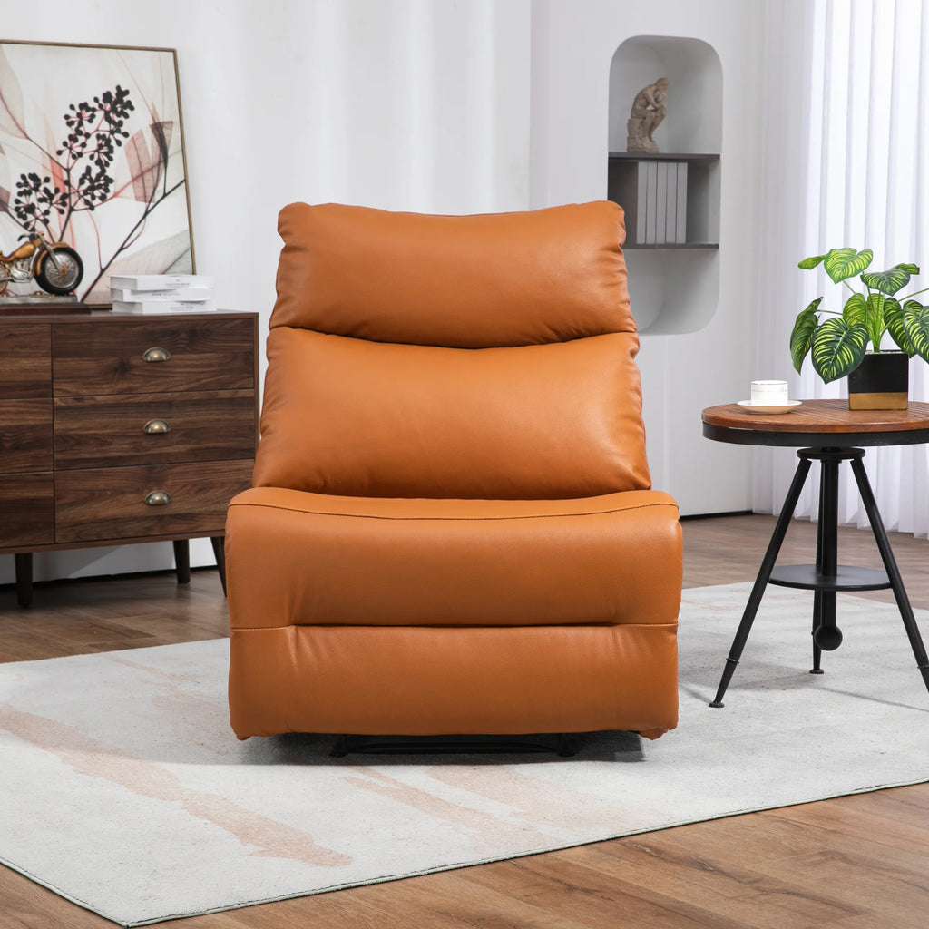 JUUXO Genuine Leather Power Recliner Extra Wide No Armrests 350 lbs I40598