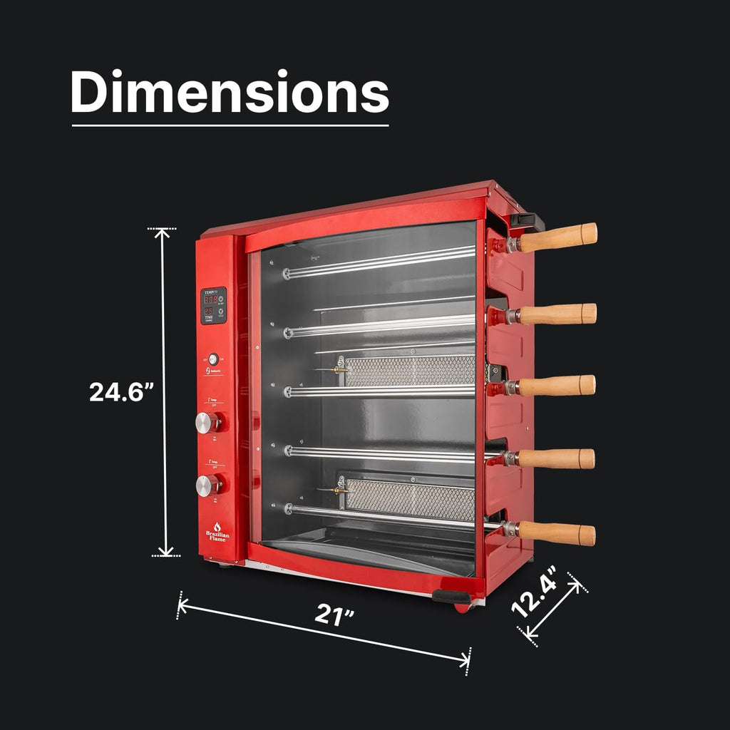 Brazilian Flame Churrasco® Gas Rotisserie Oven Grill Roaster with Auto Rotating Skewers X27946