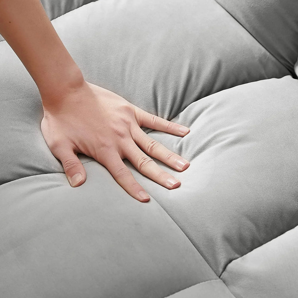 Velvet Loveseat Sleeper Sofa with Adjustable Backrest and Toss Pillows X71008