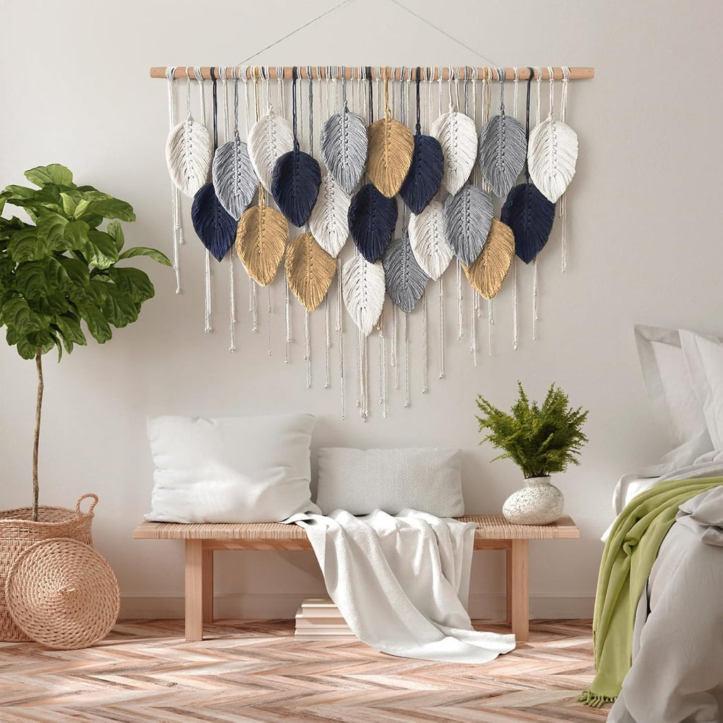 Alynsehom Macrame Wall Hanging Boho Handmade Woven Tapestry Wall Art Decor E935597