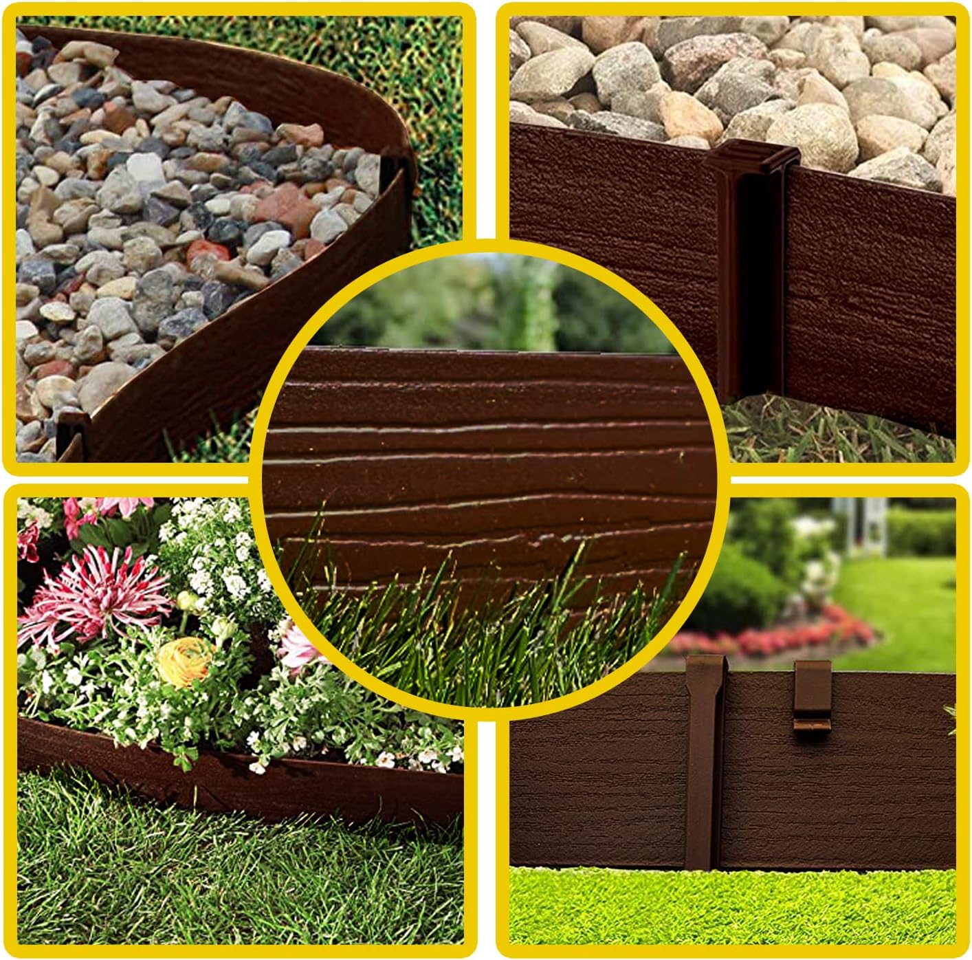 Landscape Edging Coil 40ft 5in with Stakes Brown k7