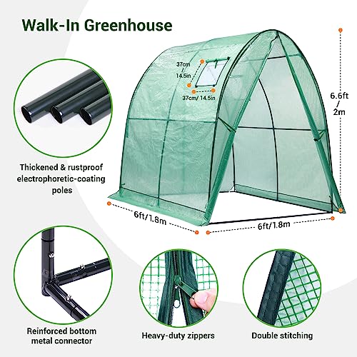 Portable Tunnel Greenhouse Outdoor Heavy Duty Walk in Green House with Mesh Windows 7k