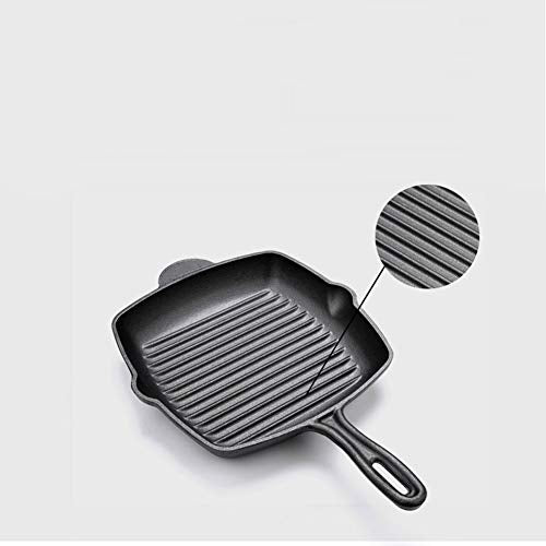10.5 Inch Square Cast Iron Grill Pan, Pre-seasoned Skillet with Helper Handle B718121