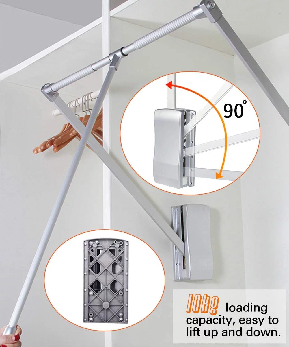 Nisorpa Pull Down Closet Rod, Adjustable 35-46.7 inch, Heavy Duty I512