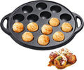 WUWEOT Non-Stick Aebleskiver Pan, Pre-Seasoned Cast Iron Pancake Octopus Ball Grill, 1.5" diameter, 6.6lb