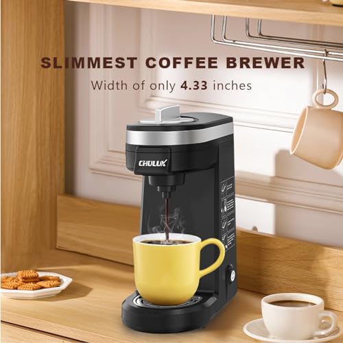 CHULUX Single Serve Coffee Maker for K Cup & Ground Coffee, Red G86426