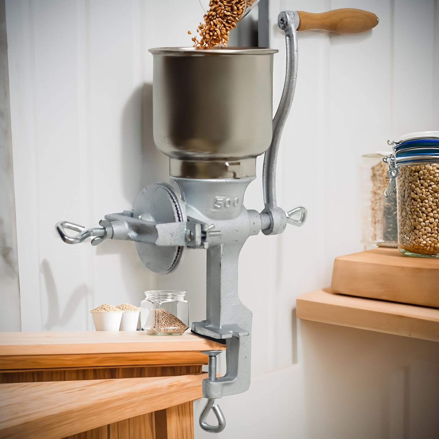 Trademark Innovations Cast Iron Grain Mill Grinder, Manual Hand Crank U9724