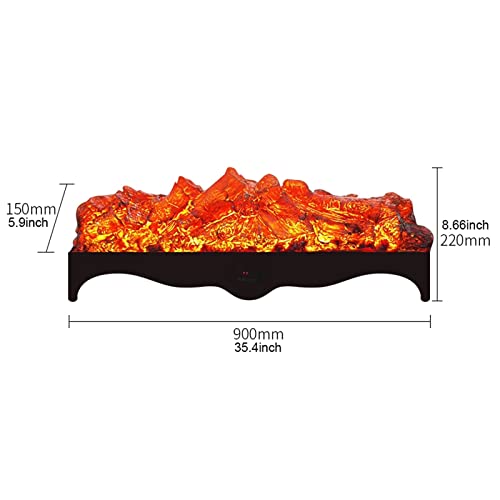 Floating Electric Fireplace Log Heater with Retro Black Base F378449