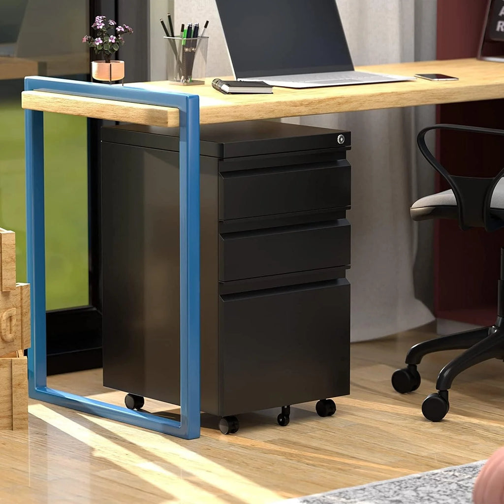 3 Drawer Metal File Cabinet with Lock Black F268