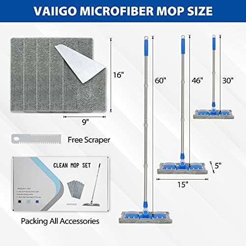 Microfiber Hardwood Floor Mop with 5 Reusable Washable Pads, Wet or Dry Cleaning a7k