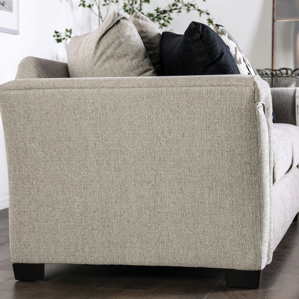 Furniture of America Deltin Transitional Light Taupe Fabric Sofa P736