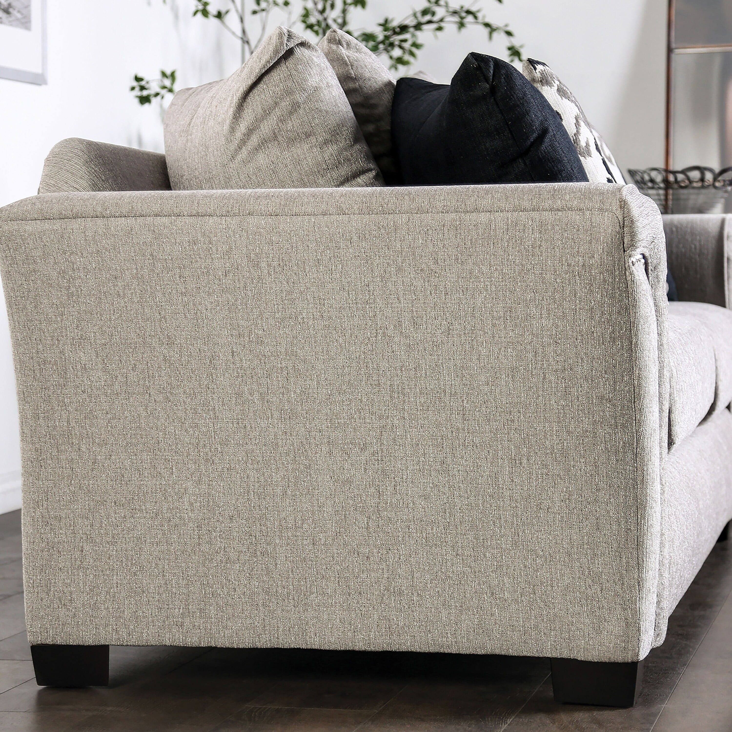 Furniture of America Deltin Transitional Light Taupe Fabric Sofa P736