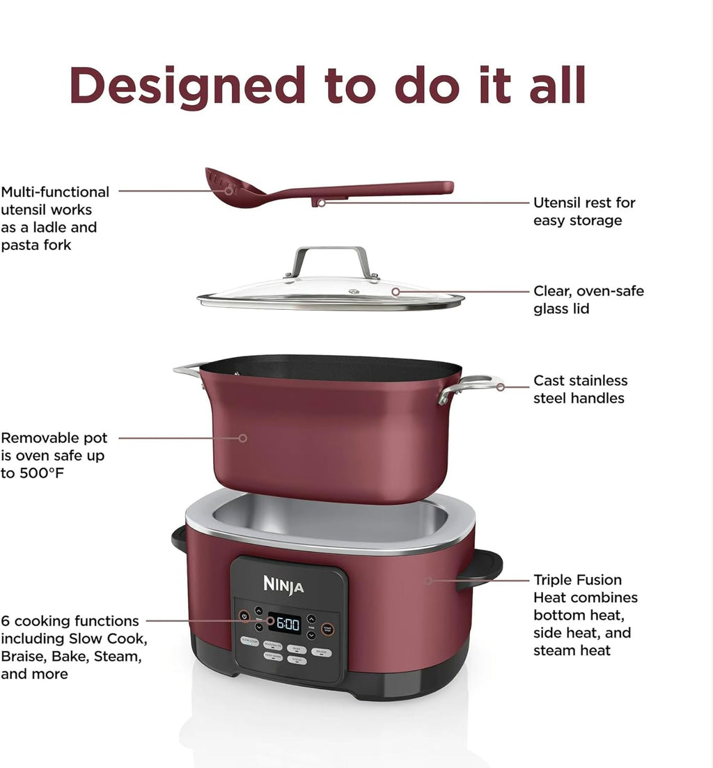 Ninja Foodi Possible Cooker 8.5qt Multi-Cooker, Cherry Red O35851