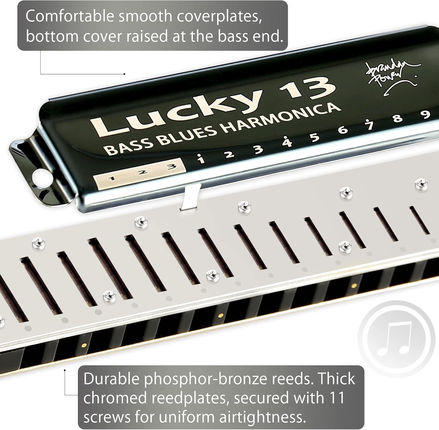 East top Lucky 13 Bass Plus Blues Harmonica 13 Holes Diatonic C Key A4010