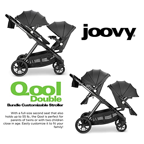 Joovy Qool Double Stroller with Reconfigurable Seats, UPF 50 Canopy, Jet S609