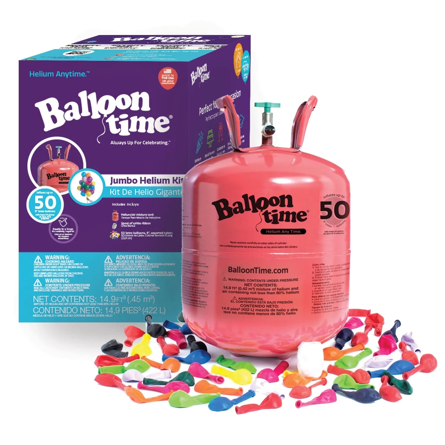 Balloon Helium Tank Kit with Colorful Latex Balloons k7