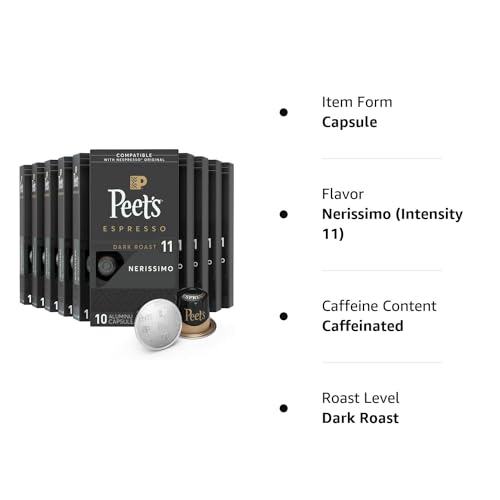 Peet's Coffee Espresso Capsules Variety Pack 80 Count for Nespresso Original F553