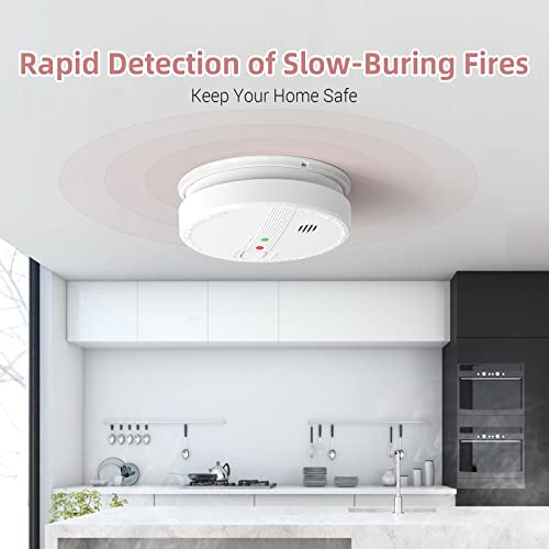 Hardwired Interconnected Smoke Detector with 9V Battery, Photoelectric Fire Alarm O948