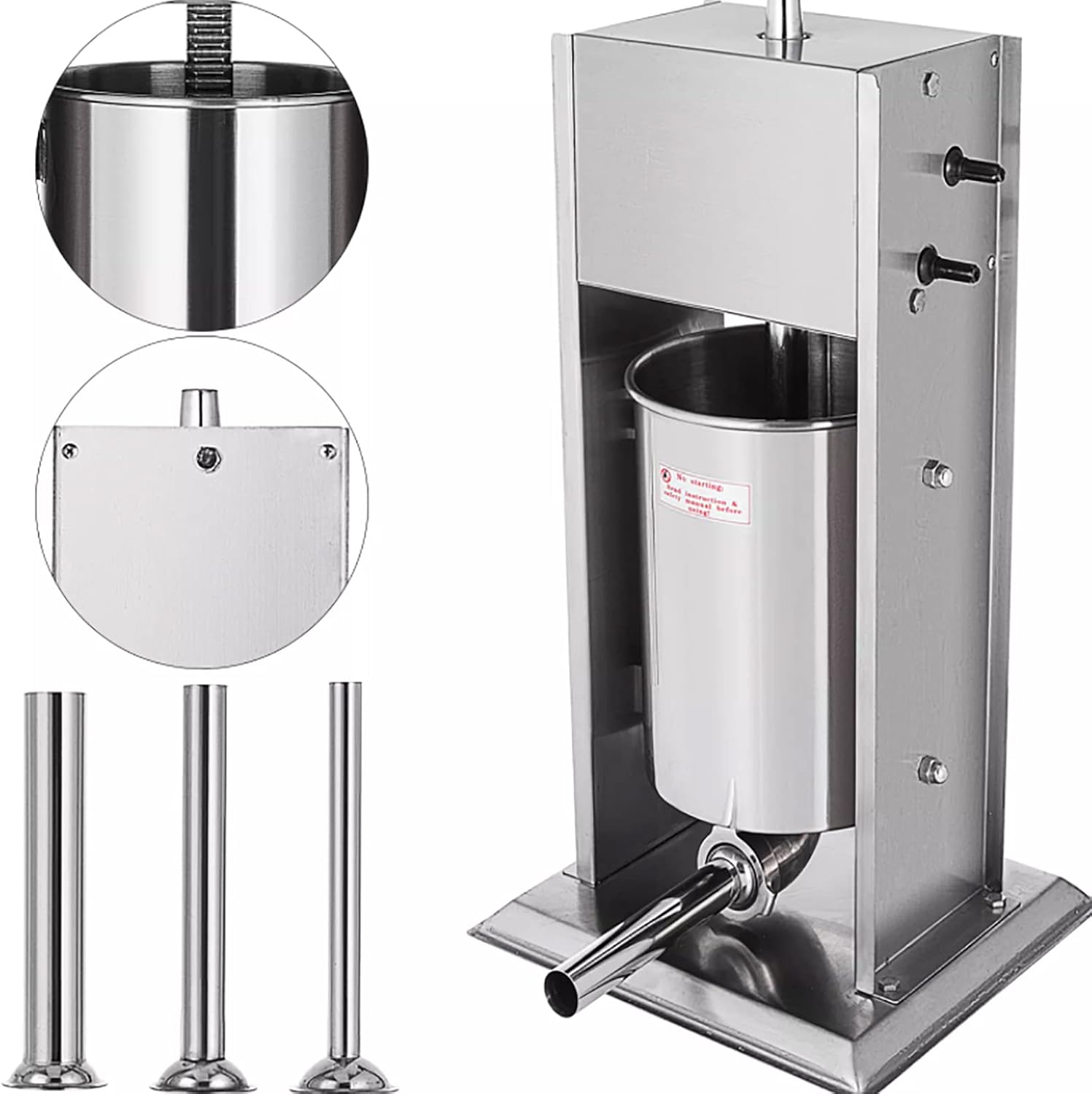 Manual Sausage Stuffer Maker, Dual Speed Vertical Meat Filler, Stainless Steel, 3L I495