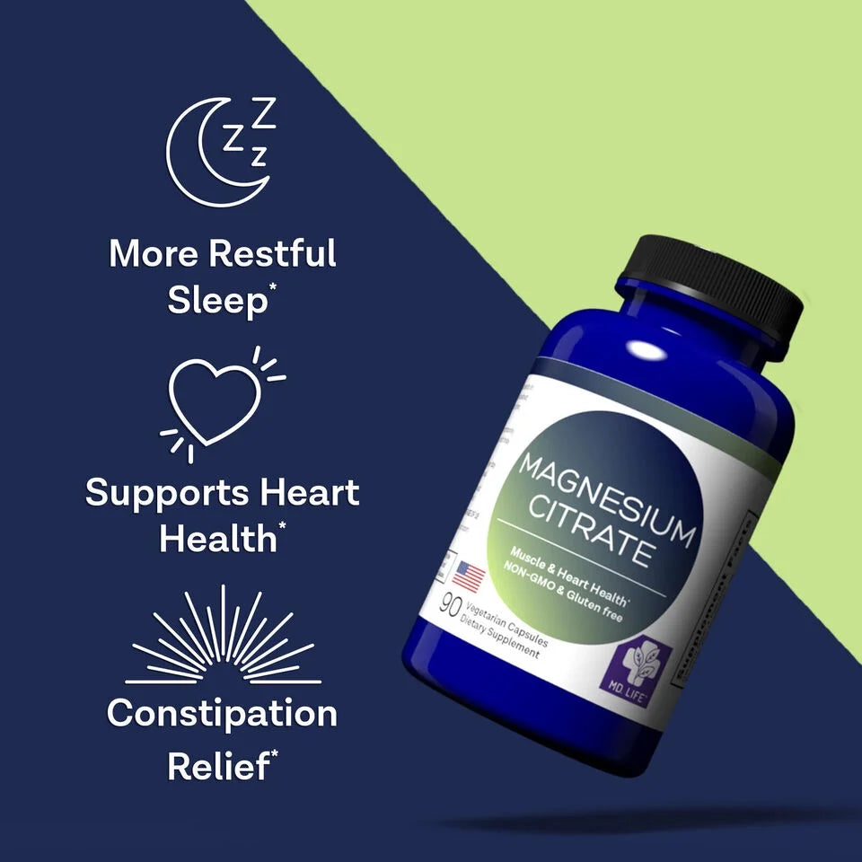 Magnesium Citrate Supplement 250 mg, 90 Capsules K1104