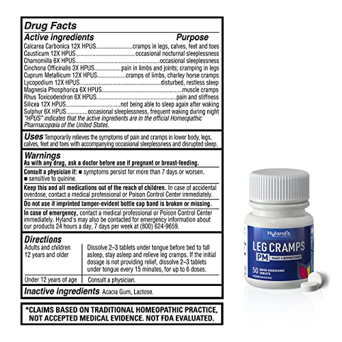 Leg Cramps PM Tablets Nighttime Formula Quick Dissolving 50 Count a7
