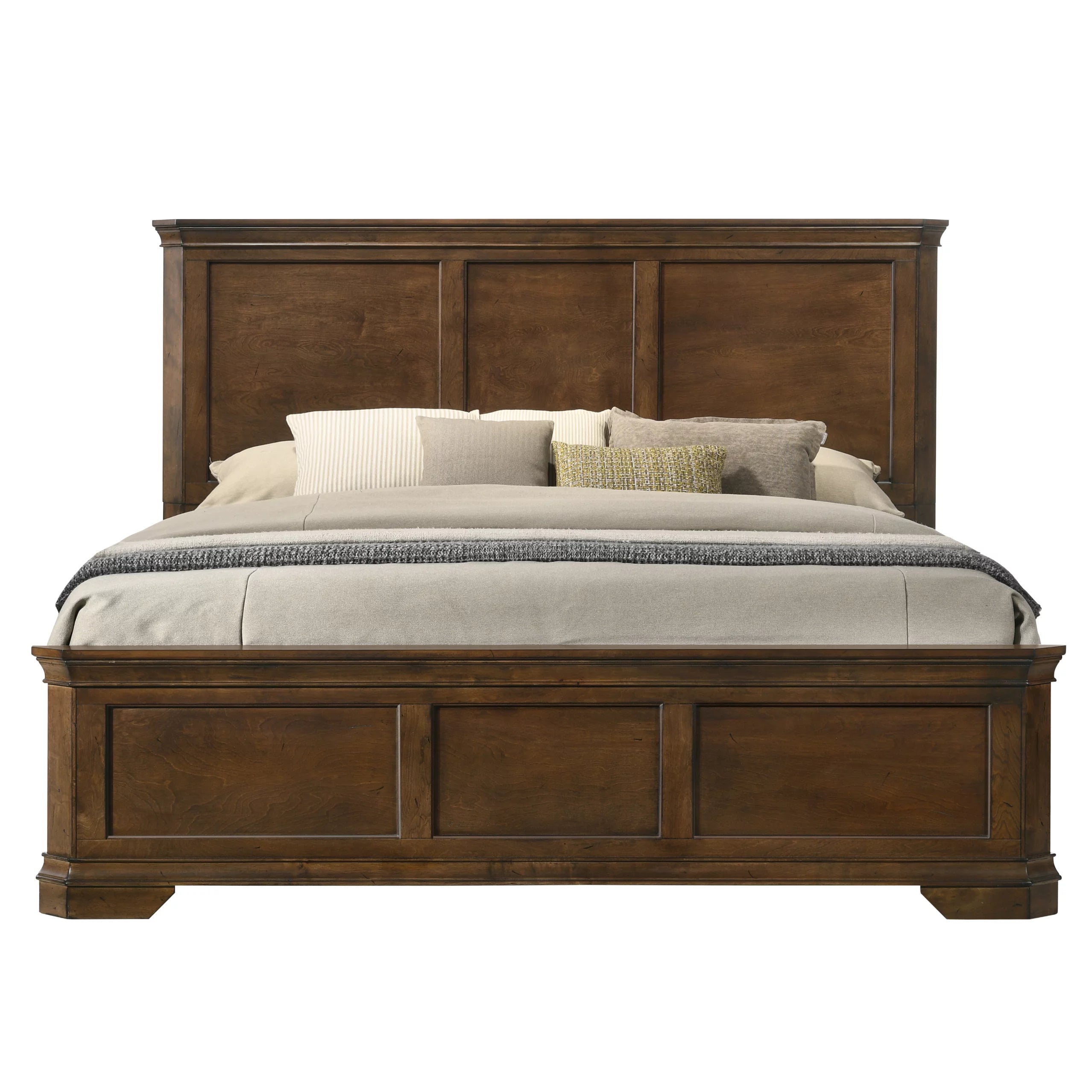 Roundhill Furniture Maderne Wood Panel Bed, Queen, Antique Walnut R3278