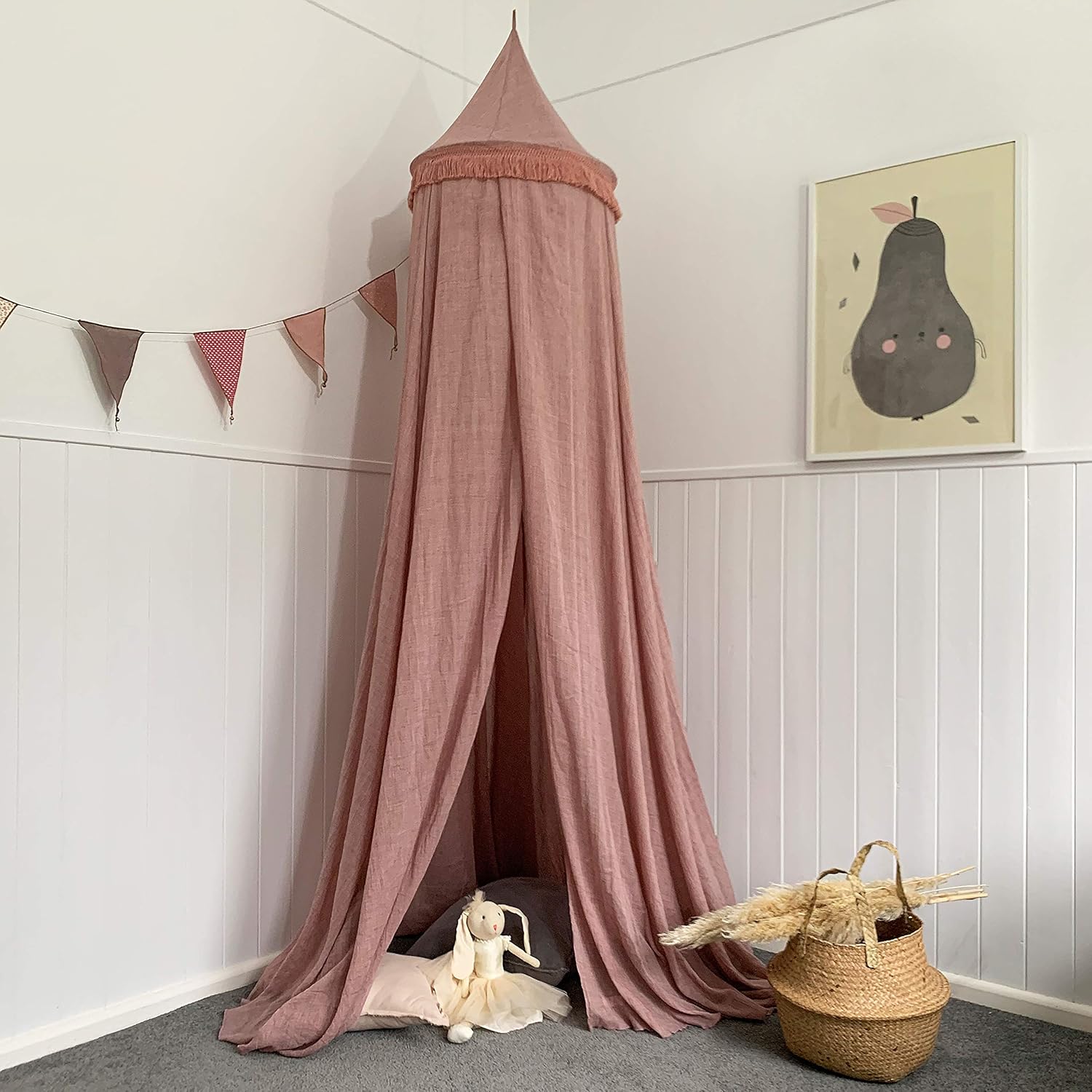 Zeke and Zoey Hanging Princess Canopy for Girls Bed with Tassels B6000