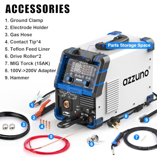 200A MIG Welder Dual Voltage 4 in1 Flux Wire Lift TIG Stick ARC7k