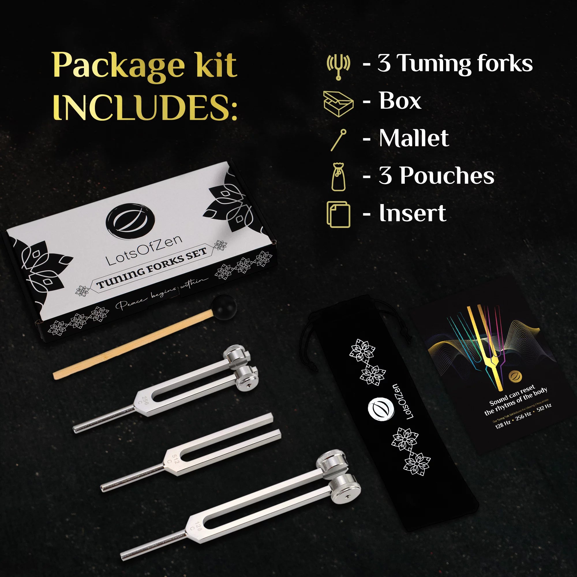 Tuning Forks for Healing 128Hz 256Hz 512Hz Weighted Set Y9002