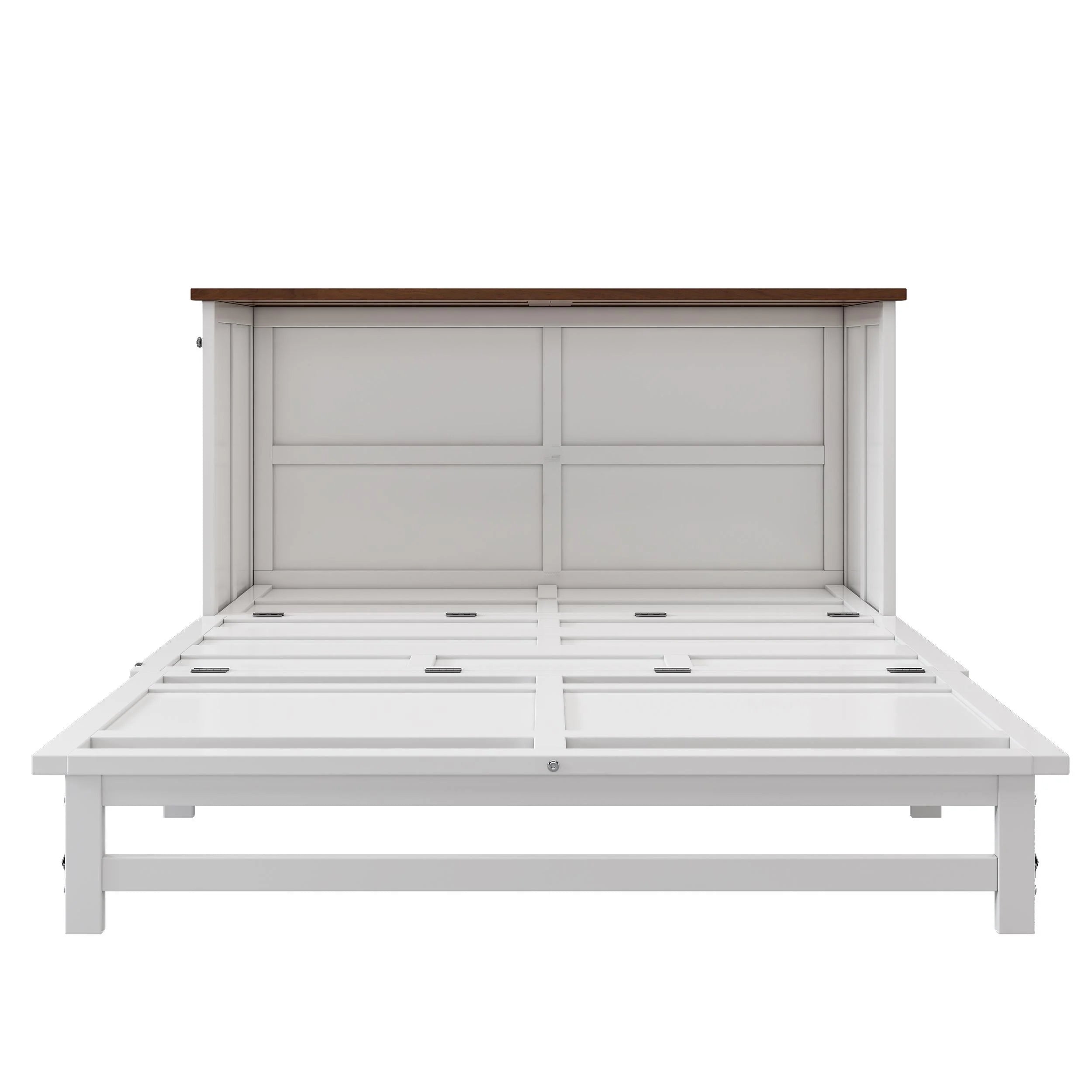 Bellemave Murphy Bed Queen with Storage Drawer, Solid Wood, Charging Station P8432