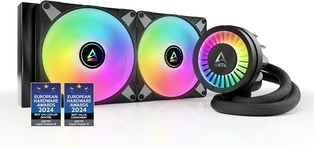ARCTIC Liquid Freezer III 280 A-RGB - CPU AIO Water Cooler, Water Cooling PC, Intel & AMD, Efficient PWM-Controlled Pump, Fan: 200–1900 RPM, LGA1851 and LGA1700 Contact Frame - Black