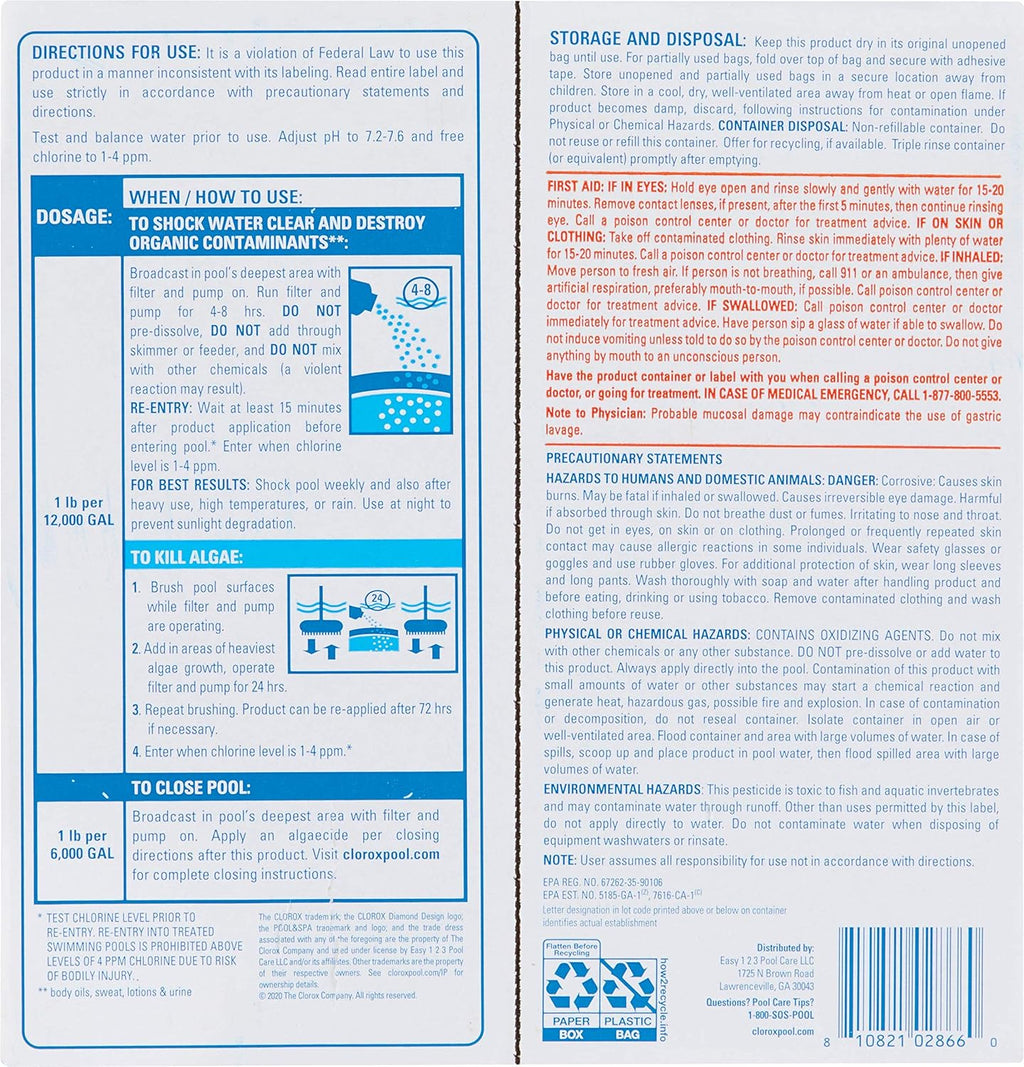Pool Shock XtraBlue 6 Pack 1-lb Bags a7