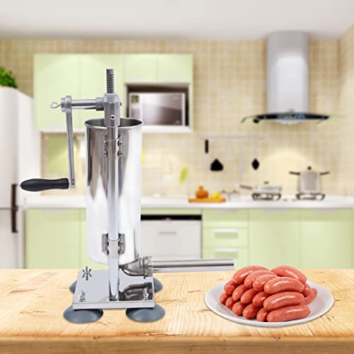 Vertical Stainless Steel Manual Sausage Stuffer, 6Lbs Suction Cup Type Y688