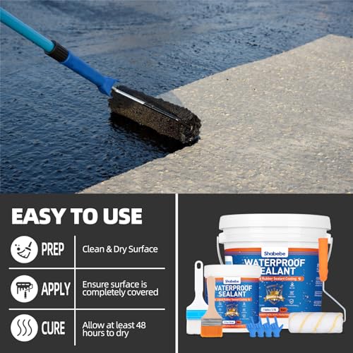 Waterproof Agent 32oz Black Liquid Rubber Sealant for Roofs, Walls, Bathroom J460833