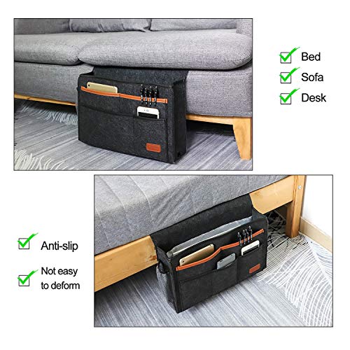 Bedside Caddy with 8 Pockets for Bed Storage Organizer, Light Gray K88416