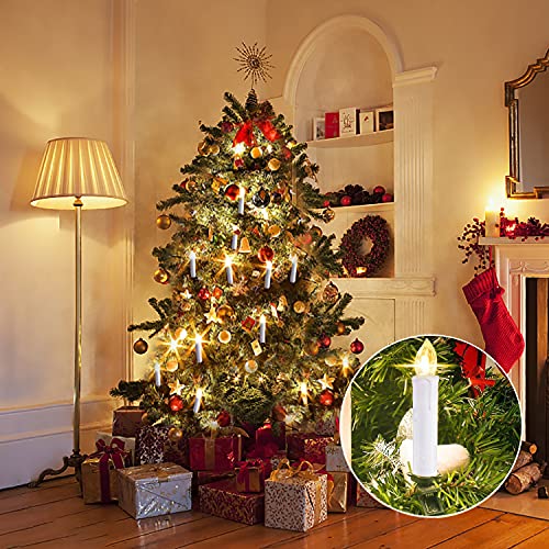 Battery Operated Taper Candles with Remote Timer Warm White Flickering Lights k7m