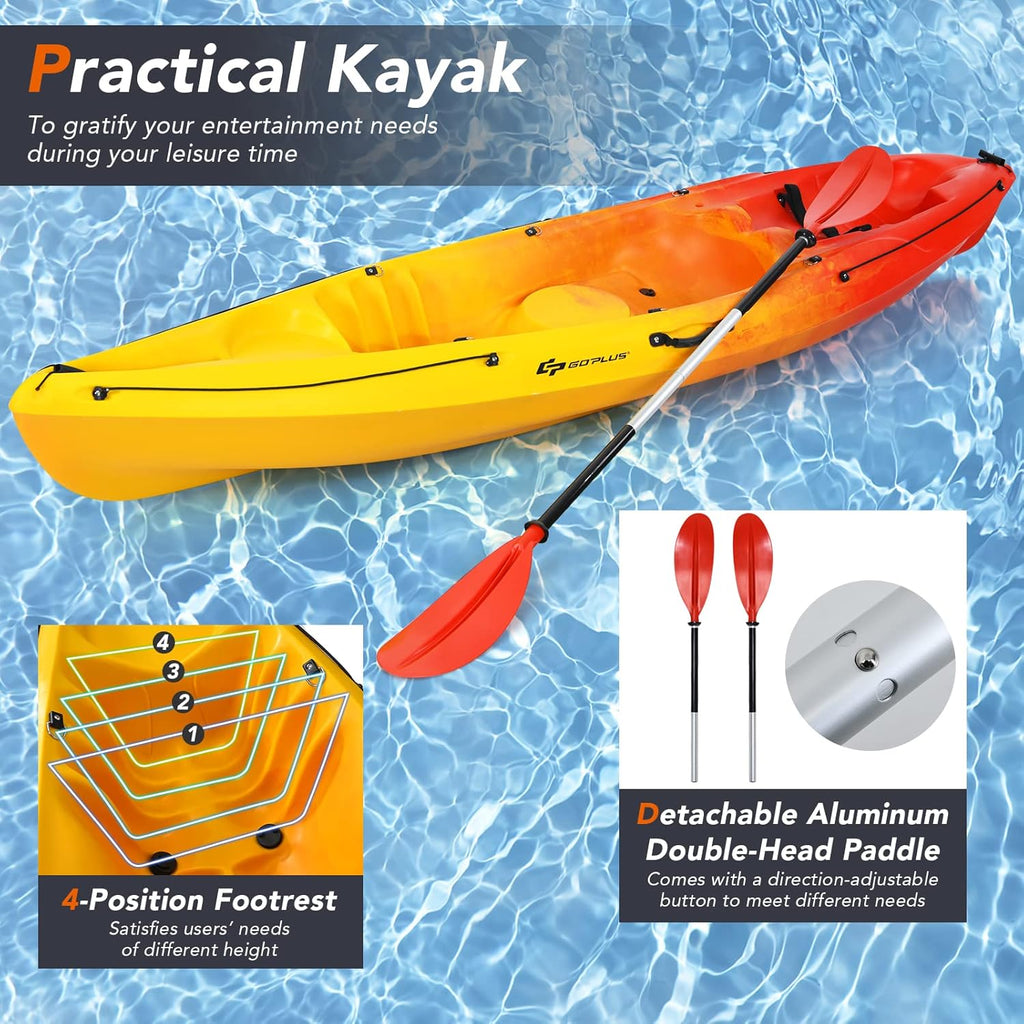 10.2FT Sit-On-Top Fishing Kayak with Aluminum Paddle & Bungee Storage X195190