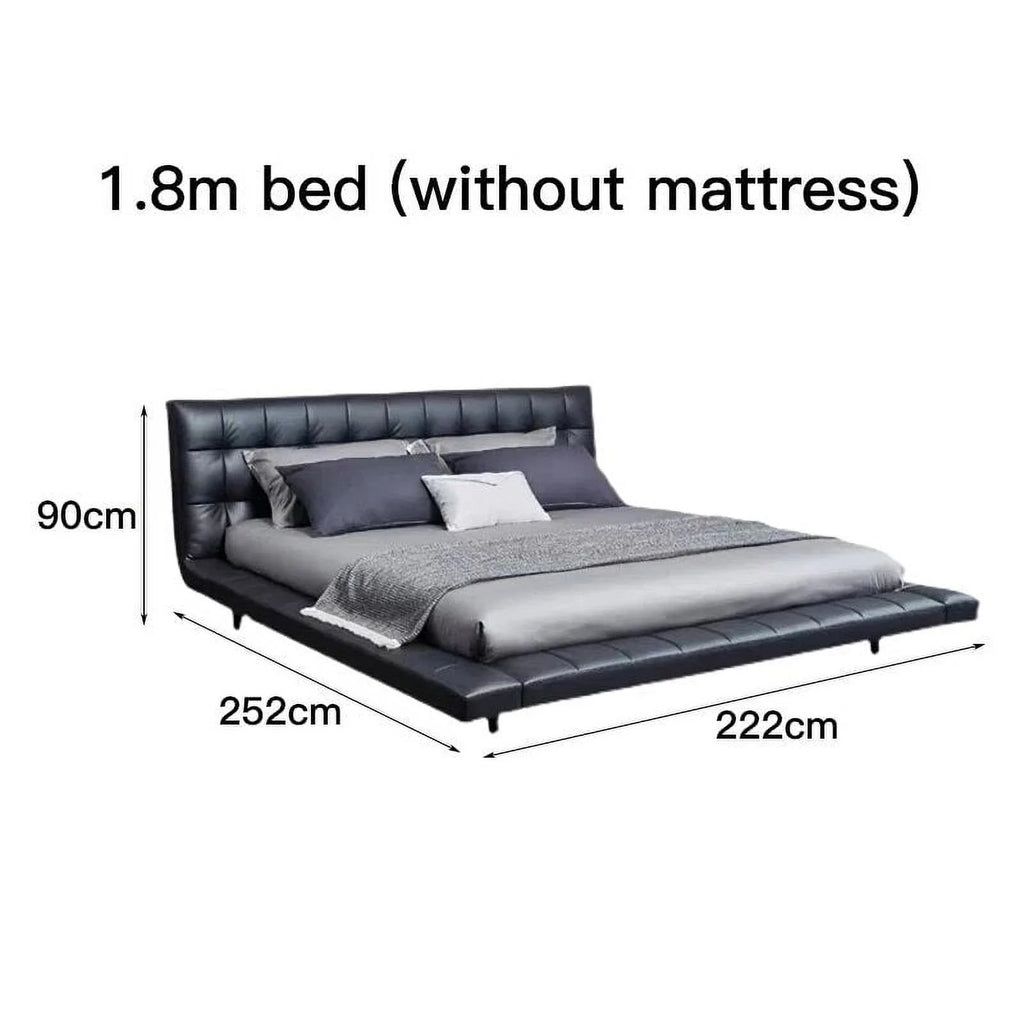 Nordic CAMA Modern King Size Bed Frame Black Leather Wooden H746