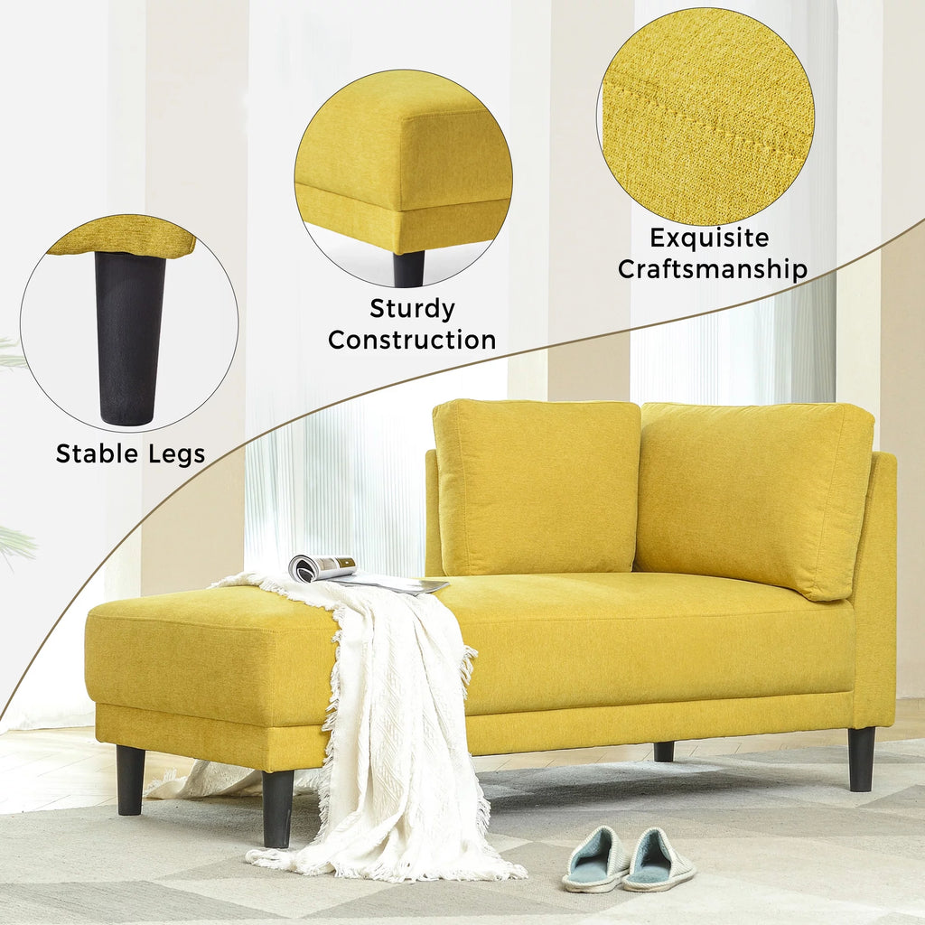 Yellow Chaise Lounge Chair with Arms for Living Room F7690