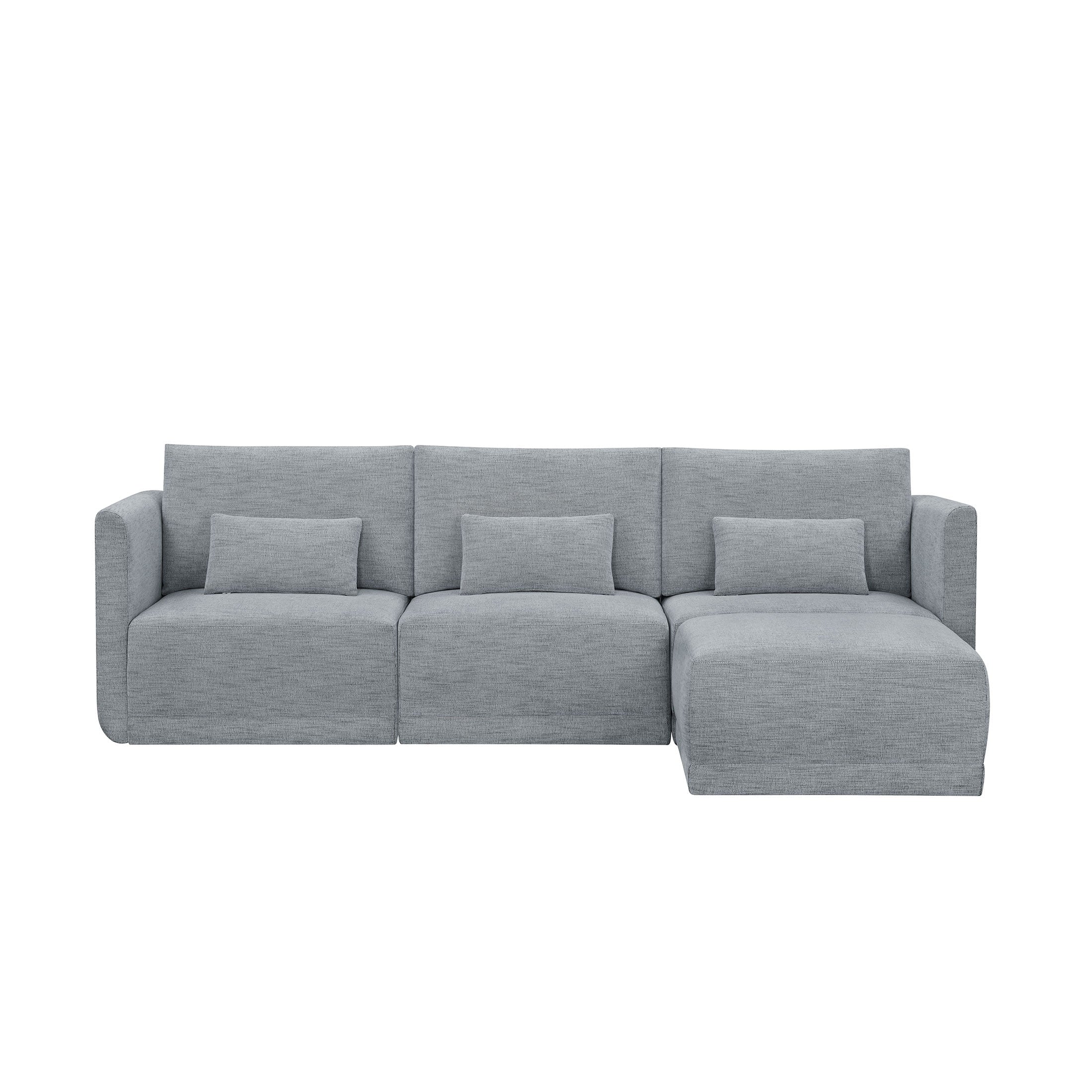 Modular Sectional Sofa with Ottoman Gray Fabric k7p