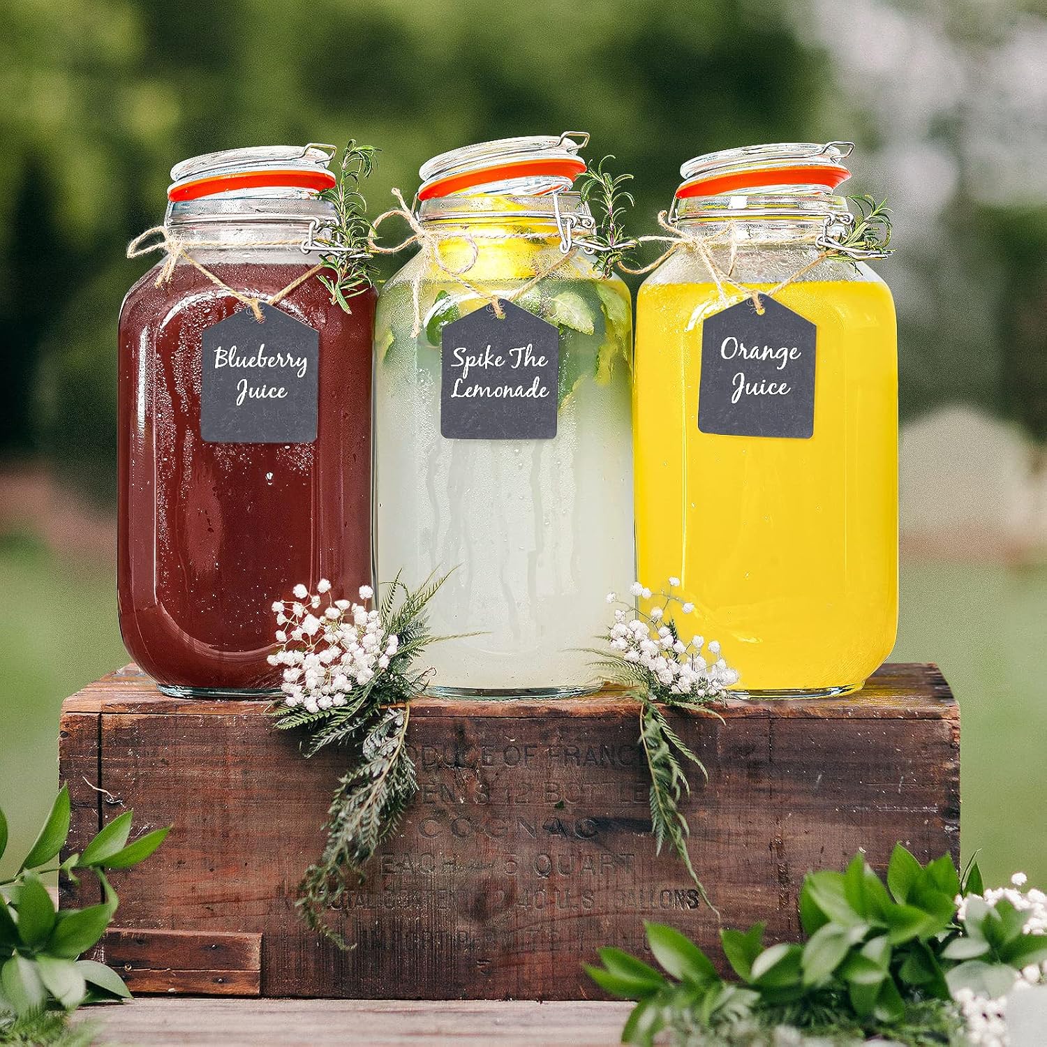 1 Gallon Square Glass Storage Jars with Airtight Lids, 2 Pack T804