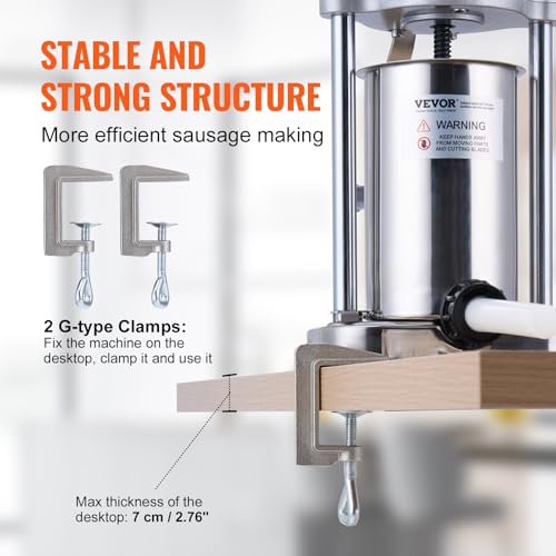 VEVOR Manual Sausage Stuffer, 7L Vertical Meat Machine, 304 Stainless Steel E790955